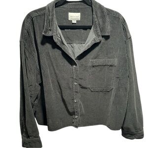 American Eagle Outfitters Gray Corduroy Button Down Size XL